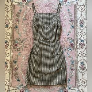 RIHOAS Brown and Cream Checkered Mini Dress